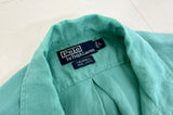 90s Polo Ralph Lauren CALDWELL Linen Loop Shirt L Turquoise