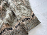 60s CAMPUS Diamond Mohair Cardigan XL Khaki