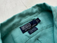 90s Polo Ralph Lauren CALDWELL Linen Loop Shirt L TiffanyBlue