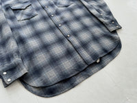 70s Pendleton Shadow Plaid Western Shirt L Gray