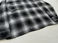 60s TOWNCRAFT Shadow Plaid Rayon Loop Shirt M Black&White