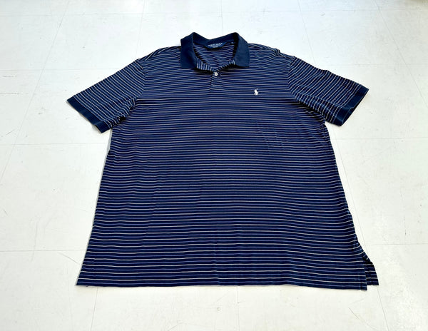 90s POLO GOLF Striped Polo Shirt XL Navy