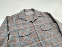60s Shadow Plaid Loop Wool Shirt SalmonPink&Gray