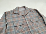 60s Shadow Plaid Loop Wool Shirt SalmonPink&Gray
