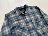90s Pendleton Shadow Plaid Board Shirt L TurquoiseBlue&White