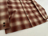 50s MERRILL Woolen Mills Shadow Plaid Wool Jacket L Brown