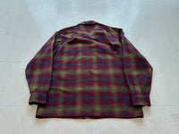 60s Pendleton ShadowPlaid Board Shirt L Burgundy&Green