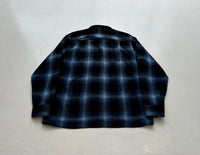 60s Cascade Shadow Plaid Wool Board Shirt M Black&Blue