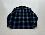 60s Cascade Shadow Plaid Wool Board Shirt M Black&Blue