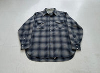 70s Pendleton Shadow Plaid Western Shirt L Gray
