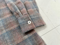 60s Shadow Plaid Loop Wool Shirt SalmonPink&Gray
