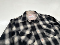 60s Woodchopper Shadow Plaid Loop Wool Shirt M Black&White