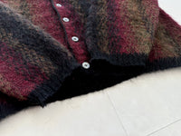 60s gary Reed Shadow Plaid Mohair Cardigan L Black