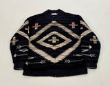 90s ORVIS Native Pattern Knit Jacket L Black