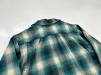 60s Shadow Plaid Loop Wool Shirt Emerald