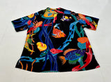 90s Polo Ralph Lauren CALDWELL Black Ocean Rayon Loop Shirt XL