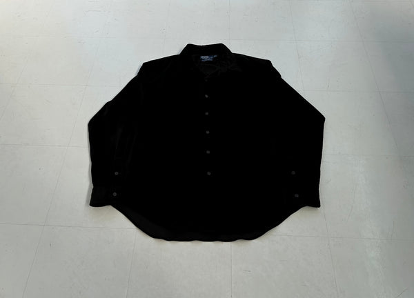 90s Polo Ralph Lauren MARLOWE Corduroy L/S Shirt XL Black