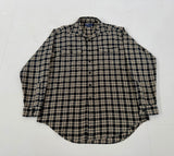 90s Polo Ralph Lauren TOURING Print Flannel L/S Shirt L Black