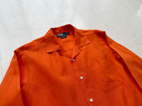90s Polo Ralph Lauren BONNARD Linen L/S Shirt M HermesOrange