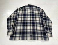 70s KENNINGTON Shadow Plaid Wool Shirt L DeepNavy