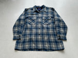 90s Pendleton Shadow Plaid Board Shirt L TurquoiseBlue&White