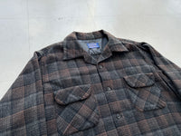 60s Pendleton ShadowPlaid Board Shirt L Brown&Gray