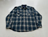 90s Pendleton Shadow Plaid Western Shirt XL Blue