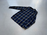 60s GRANELLA Shadow Plaid Rayon Shirt M Blue Black & Gray