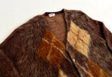 60s McGregor Argyle Mohair Cardigan M Brown