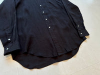 90s Polo Ralph Lauren LOWELL Linen L/S Shirt L Black