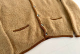 60s PURITAN Mohair Cardigan XL Camel&DarkBrown