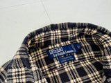 90s Polo Ralph Lauren TOURING Print Flannel L/S Shirt L Black