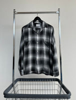 60s TOWNCRAFT Shadow Plaid Rayon Loop Shirt M Black&White