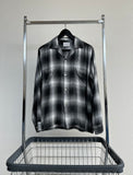 60s TOWNCRAFT Shadow Plaid Rayon Loop Shirt M Black&White