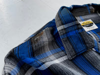 60s GRANELLA Shadow Plaid Rayon Shirt M Blue Black & Gray