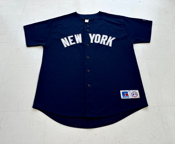 90s NY Yankees Russell Baseball Shirt XL Navy