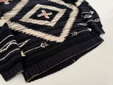 90s ORVIS Native Pattern Knit Jacket L Black