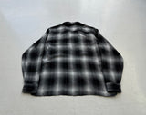 60s TOWNCRAFT Shadow Plaid Rayon Loop Shirt M Black&White