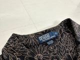 90s Polo Ralph Lauren Cotton&Linen Black Flower Polo Shirt XL