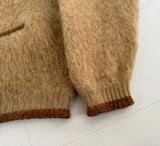 60s PURITAN Mohair Cardigan XL Camel&DarkBrown