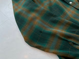 60s ARROW ShadowPlaid Rayon Shirt L ForestGreen