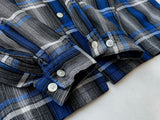60s GRANELLA Shadow Plaid Rayon Shirt M Blue Black & Gray