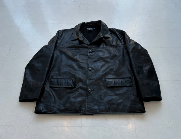 90s レザーカーコート ブラック 黒 / XL レザージャケット ラルフ好きに POLO RALPH LAUREN - 美品 90s polo Ralph Lauren レザー