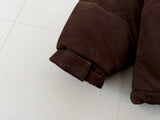 90s Timberland WeatherGear Leather Puffer Jacket L DeepBrown