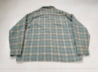 60s WOOL O THE WEST Shadow Plaid Loop Wool Shirt XL Turquoise