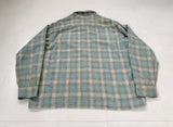 60s WOOL O THE WEST Shadow Plaid Loop Wool Shirt XL Turquoise