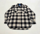 60s Pendleton Shadow Plaid Western Shirt L Black