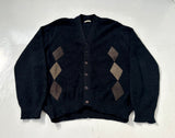 60s Diamond Mohair Cardigan M Black