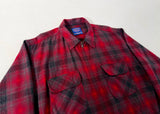 90s Pendleton Front Zip ShadowPlaid Jacket XL Red&Black