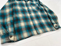 60s Shadow Plaid Loop Wool Shirt Emerald